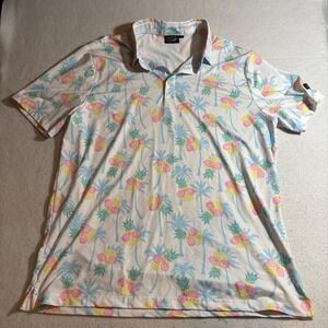Sunday Swagger Mens Golf Polo Shirt Large Pineapple Palm‎ Tree Print